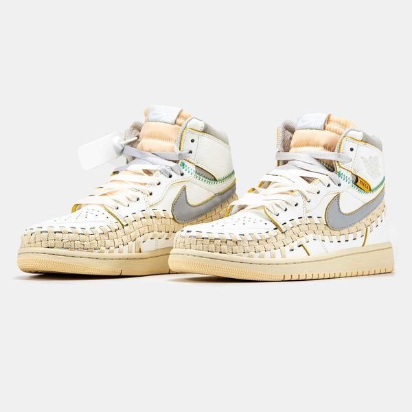 Кросівки Nike Air Jordan 1 Retro x Union L.A White Beige Grey 14813-Бежевий-36 фото