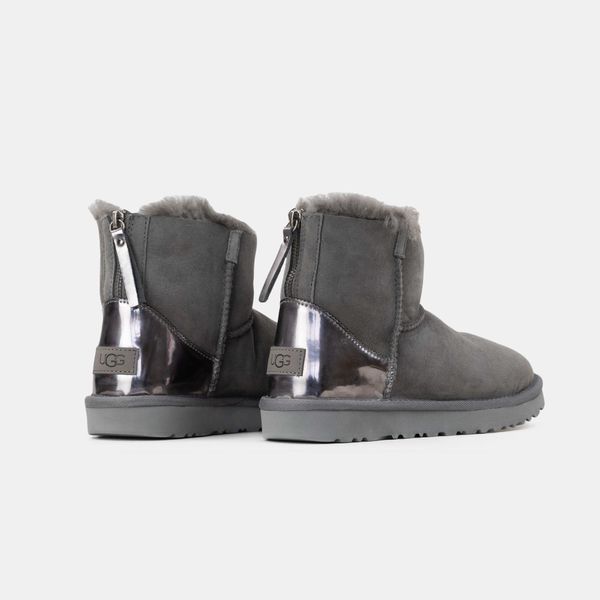 Уггі UGG Mini Grey Silver Zip Lacquer 10012-Сірий-37 фото