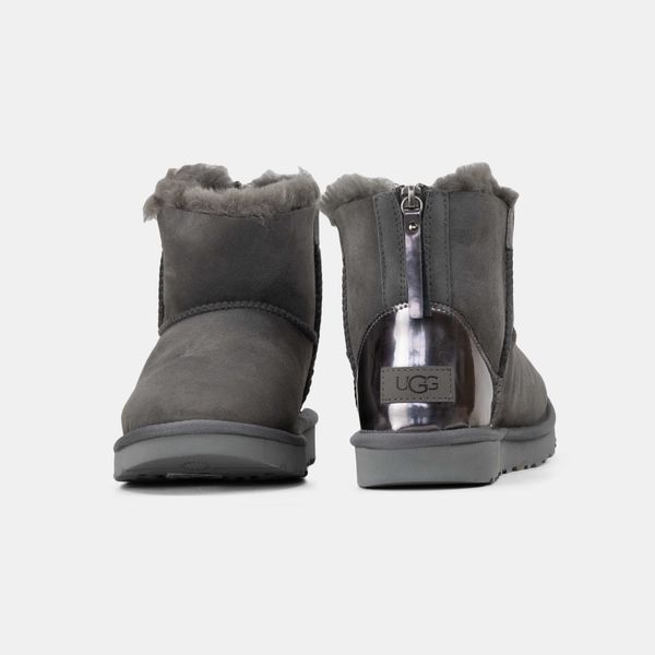 Уггі UGG Mini Grey Silver Zip Lacquer 10012-Сірий-37 фото