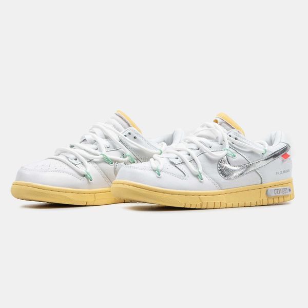 Кросівки Nike SB Dunk x Off White Grey Yellow Lot 01/50 09220-Сірий-36 фото