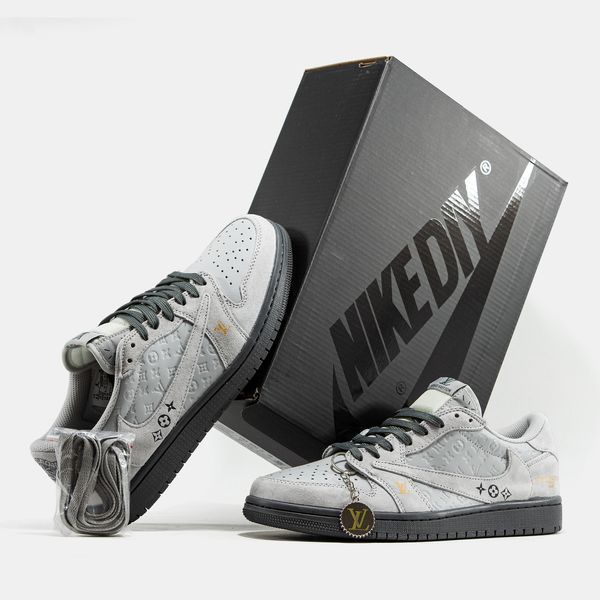Кросівки Nike Air Jordan 1 Low x Travis Scott x Louis Vuitton Grey 23857-Сірий-40 фото
