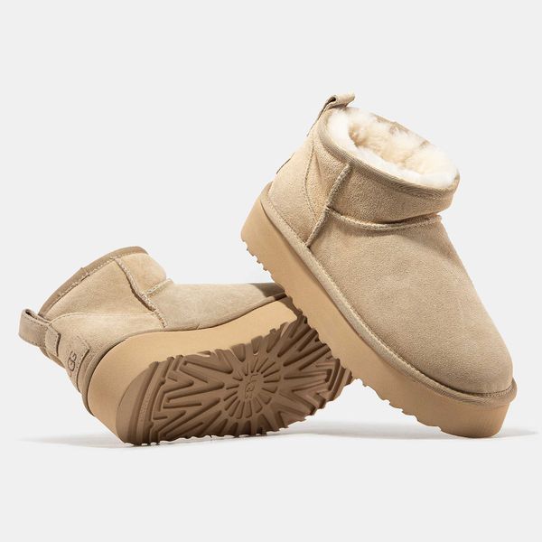 Уггі Ugg Classic Ultra Mini Platform Beige 13420-Бежевий-36 фото