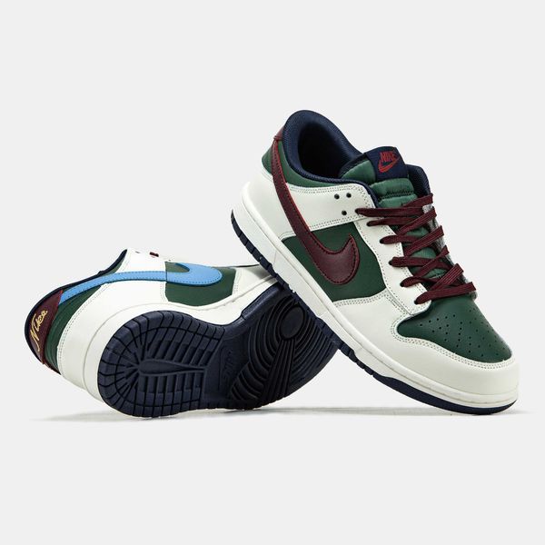 Кросівки Nike SB Dunk Low White Green Bordo 17518-Мультиколір-36 фото