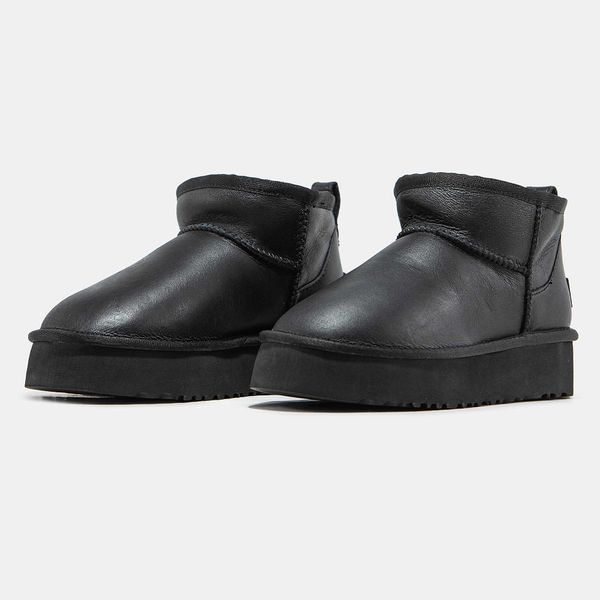Уггі UGG Ultra Mini Black Platform Leather 10037-Чорний-36 фото