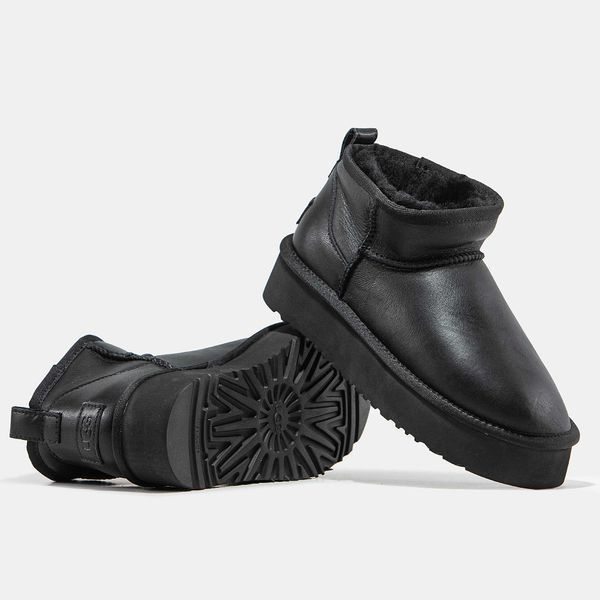 Уггі UGG Ultra Mini Black Platform Leather 10037-Чорний-36 фото
